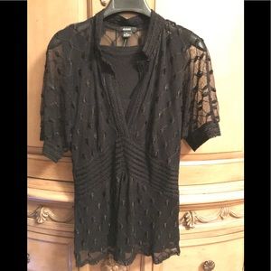 Alfani black shear overlay black tank top M W/tags